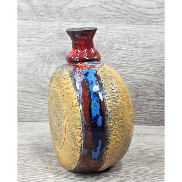Vintage Pottery Vase Ceramic Abstarct Art Handmade Pot 6" Home Room Decor Gift - Picture 9 of 16